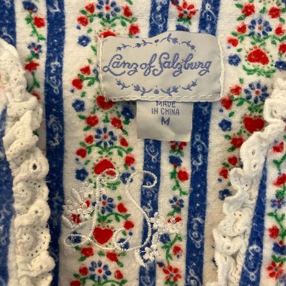 Lanz of Salzburg Womens Tyrolean Heart Floral Nightgown Size Medium White SP EXC - Picture 6 of 12